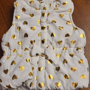 Healthtex Baby ~ Sz 6-9M ~ Puffer Vest with Gold “Foil” Hearts ~ NWOT